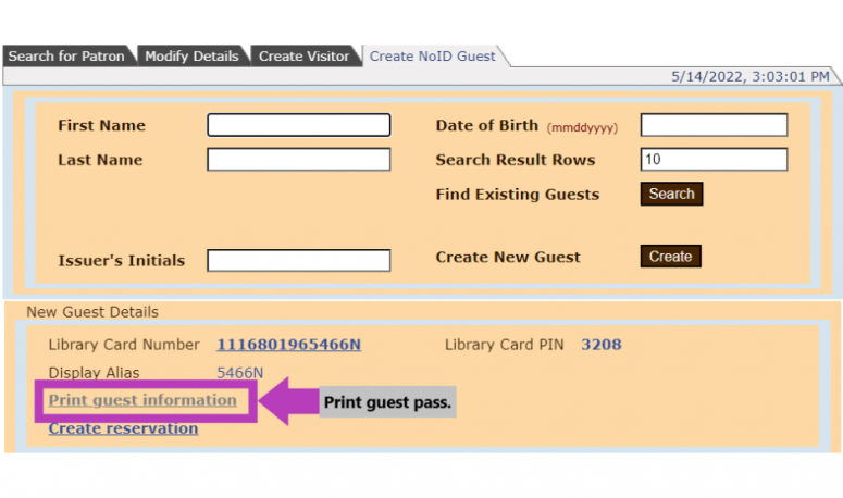 Screenshot of how to create a Pharos guest pass.