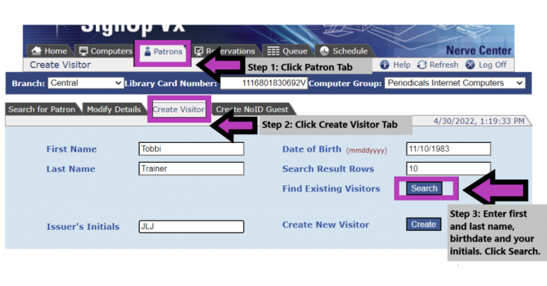 Screenshot of how to create a pharos guest pass