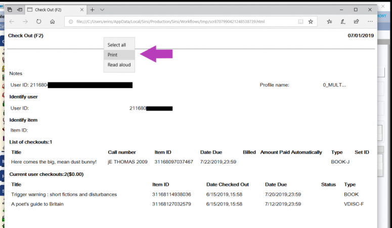 Check In Print Check In Receipts 2