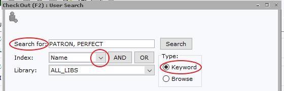 Search for patron by name
