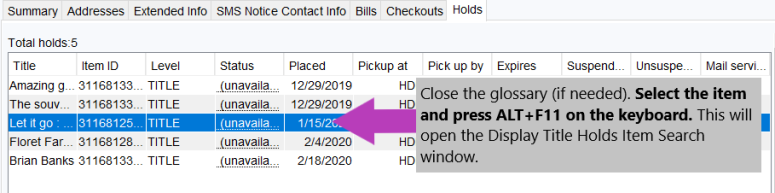 Screenshot see number of copies in hold