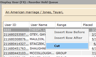 Screenshot showing how to reorder the hold queue