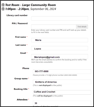 Screenshot of showing how to fill in all the patron information