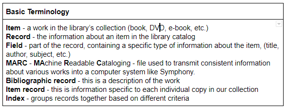 Advanced item search terminolgy