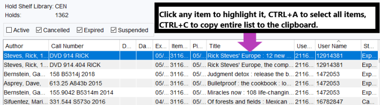 How to select and copy an entire list to clipboard