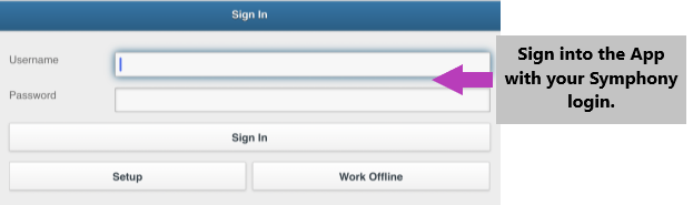 Screenshot of signing into the Mobile Staff App
