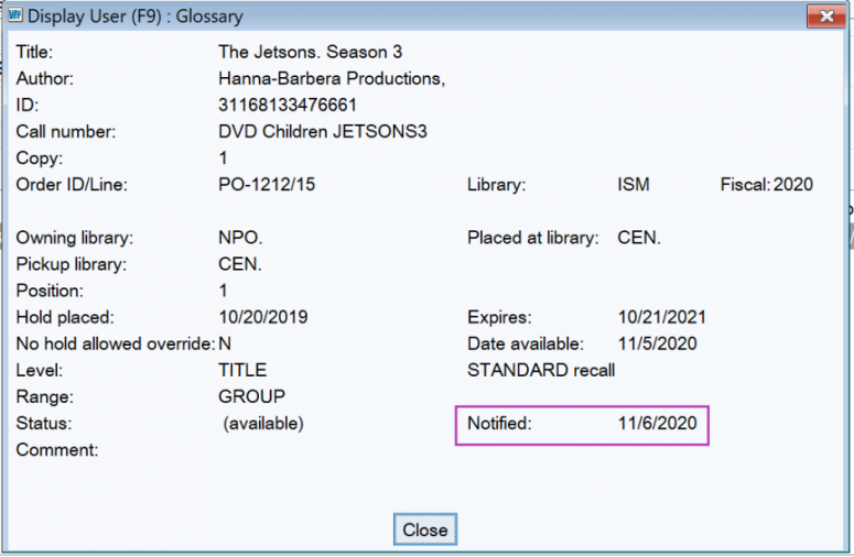 Where to find when the notice was sent