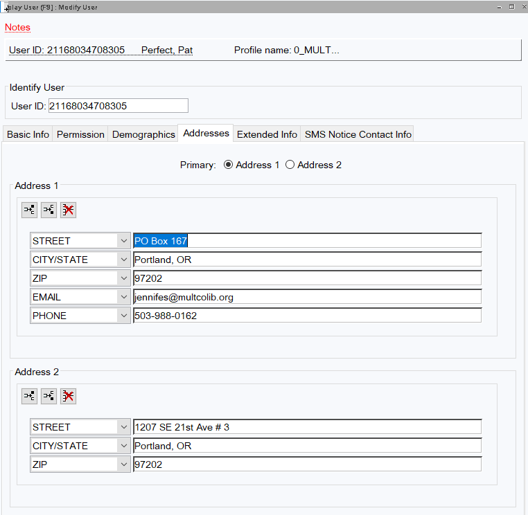 Perfect Patron address tab