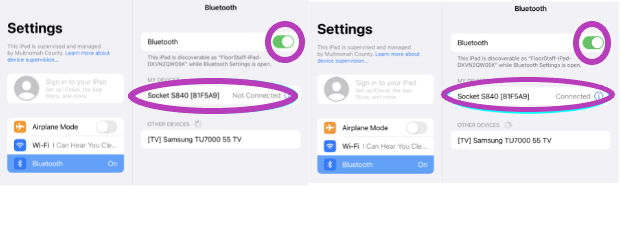 Screenshot of settings screen showing Bluetooth connection
