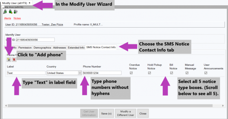 Text notices fields in Symphony