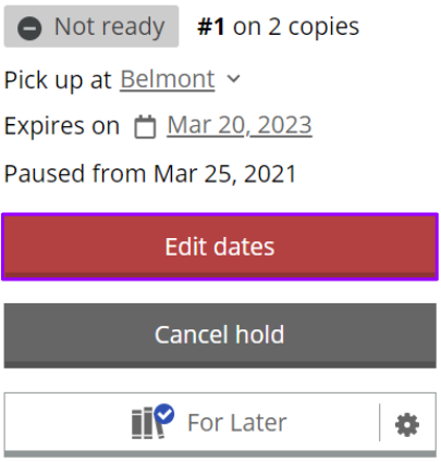 Edit Dates for a Future Pause