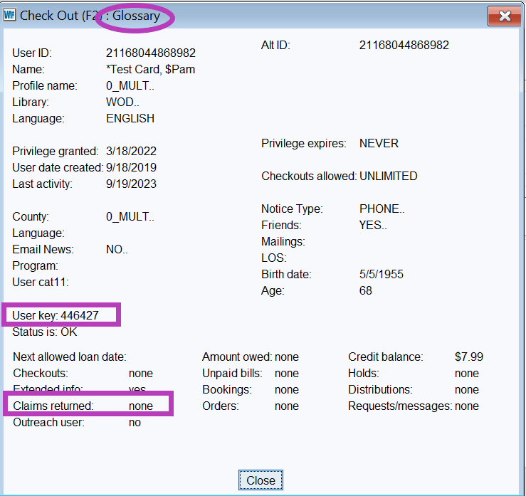 Screenshot of what the glossary looks like.