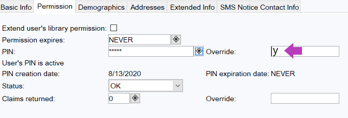 Add y to Override field