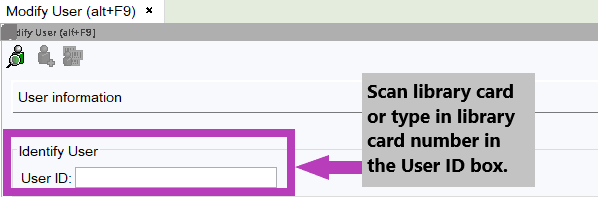 Scan or type user ID in the user ID box