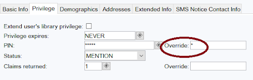 Asterisk in override field