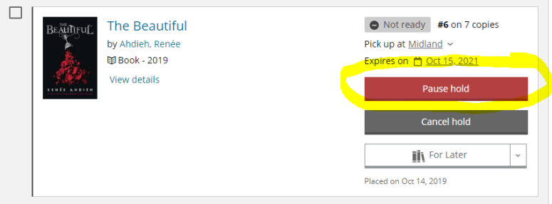pause holds button in My MCL