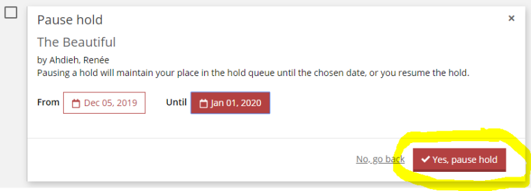 Yes, place hold button is circled