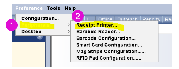 Screenshot of how to set up receipt printer