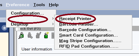 Choose Receipt Printer in teh Preferences menu