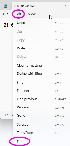 Screenshot of notepad on a laptop