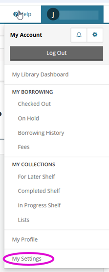 Screenshot showing My Setttings in My MCL.