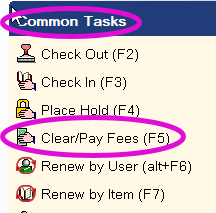 Screenshot of Clear/Pay Fees wizard