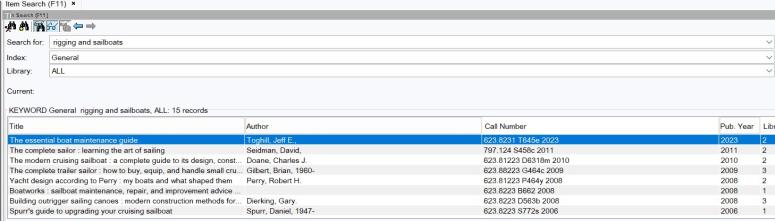 Symphony results of a keyword search for "rigging and sailboats"