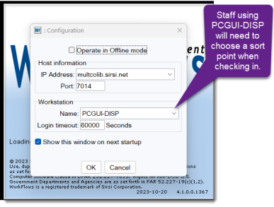 Graphic showing Symphony logon with PCGUI-DISP